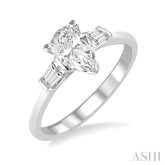 1/6 ctw Baguette Diamond Semi-Mount Engagement Ring in 14K White Gold